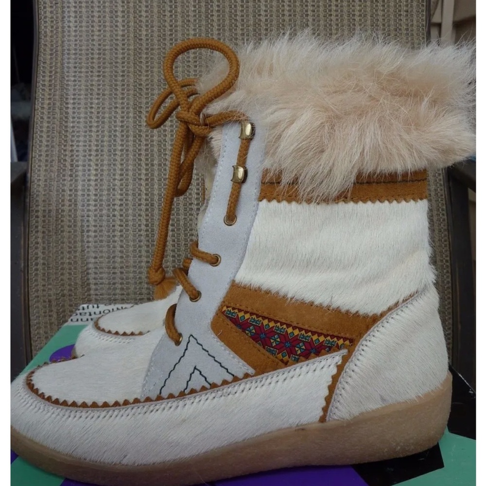 La Scarpa Dival VINTAGE Women's FUR/WOOL/Suede lace up BOOT 40/8.5.